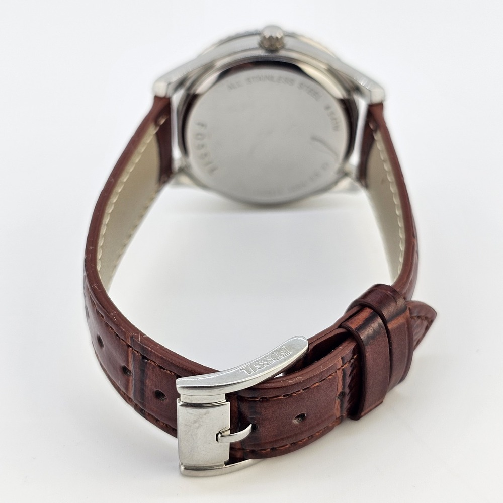 Fossil Women's Watch 38MM White Dial DayDate NEW Brown Leather Bands NEW Battery - Picture 8 of 14